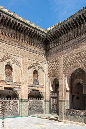 Принти на полотні Wide Courtyard View from the Lower Level of the Medersa Bou Inania, Fes, Morocco