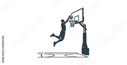 Tableau sur toile Basketball Player Slam Dunk Vector Illustration