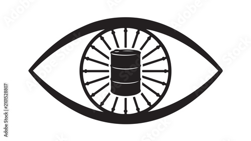 Photos Black and White Vector Illustration Line Art of an Eye Icon Framing a Telescope