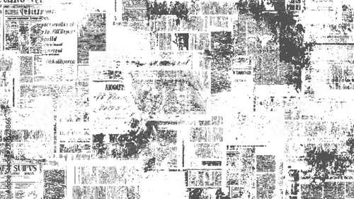 Collage of old newspaper clippings with damaged and torn papers abstract background texture