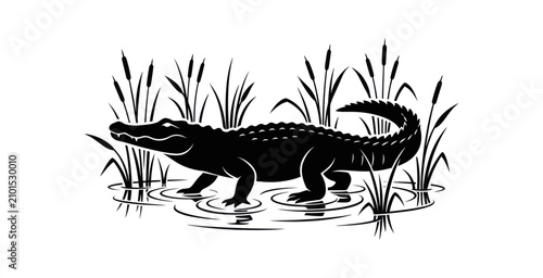 Fotografie Alligator Silhouette Vector Illustration