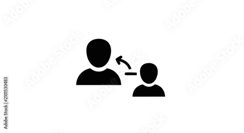 Картината върху платно A larger figure shares information with a smaller figure through a curved arrow