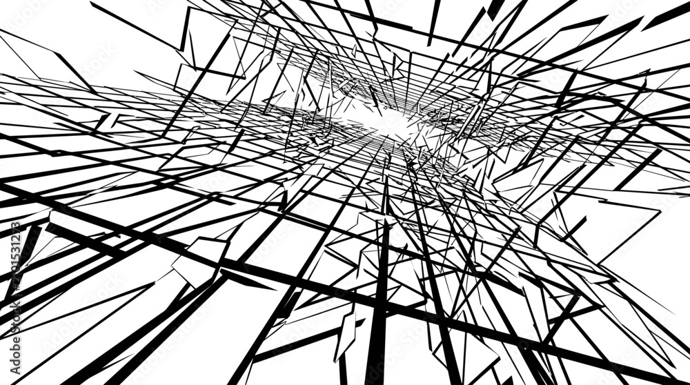 Obraz premium Dynamic abstract geometric perspective architectural grid.