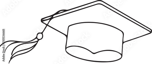 Graduation Cap Line Art Academic Hat Education Vector Illustration Design