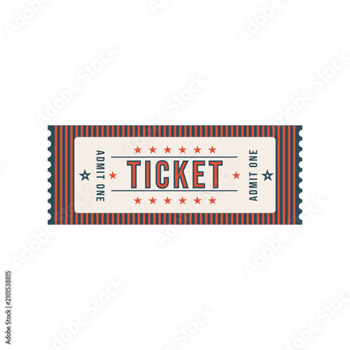 Bordo Vintage Retro Admit One Ticket Isolated  Red on White Background