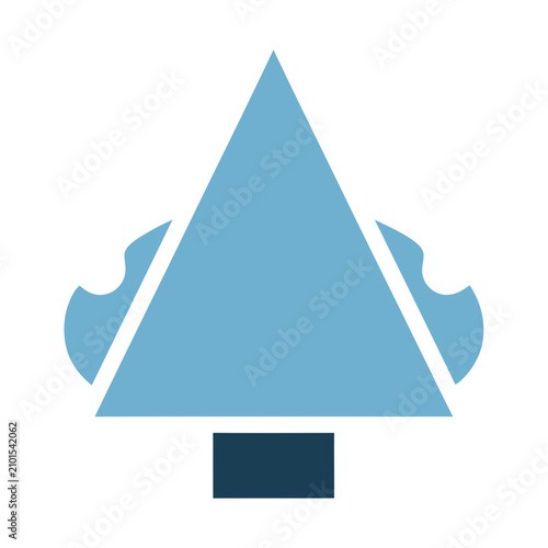 Abstract blue triangle with decorative elements