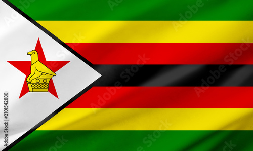 Zimbabwe flag background with waving fabric texture
