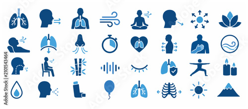 Flat Design Healthcare And Wellness Icons Collection.