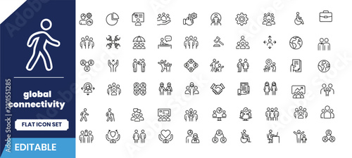 Global connectivity icon set diverse people communication and accessibility