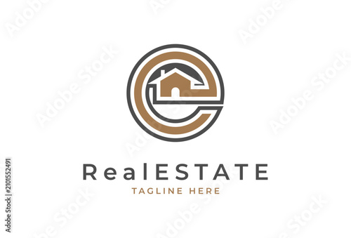 Real Estate Logo, Letter E with house combination, suitable for Architecture Building apps logo design