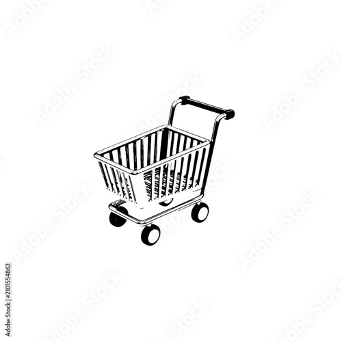 3d icon of shopping cart isolated on transparent background, a common sight in retail stores and supermarkets worldwide
