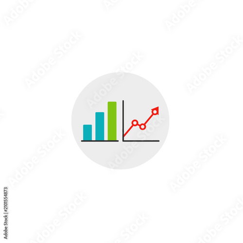 Bar Chart Growth Analytics Icon in Circle, Business Data Statistics Symbol