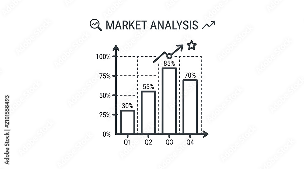 Fototapeta premium Market analysis graph showing business growth and success