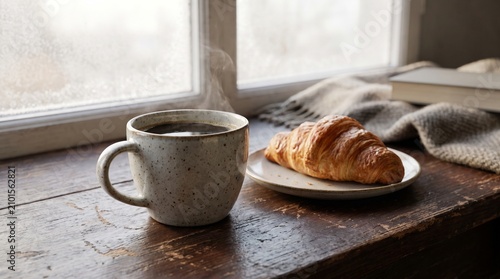 cup of coffee and croissant