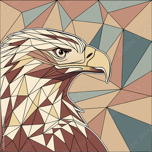 Tableau sur toile Geometric illustration of an eagle's head with a stylized pattern thought provok