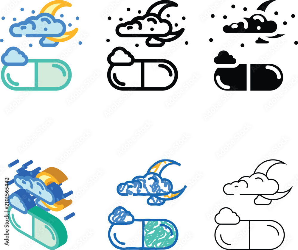 Fototapeta premium sedatives multistyle medicines pharmacy color icon vector. sedatives medicines pharmacy sign. isolated symbol illustration