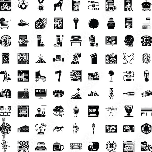 Vector set presenting multifarious symbols and pictograms, spanning various concepts from everyday objects and activities to abstract ideas and digital elements, designed for web and print