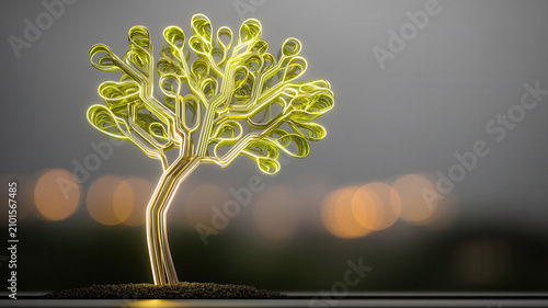 Nature conservation tree light growth ecology glowing tree light symbolizes nature conservation and sustainable growth with