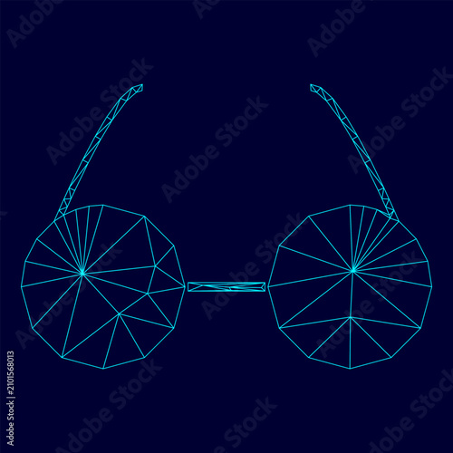 Obraz na plátně Glasses low poly triangulation triangulated polygonal electric cyan blue vibrant