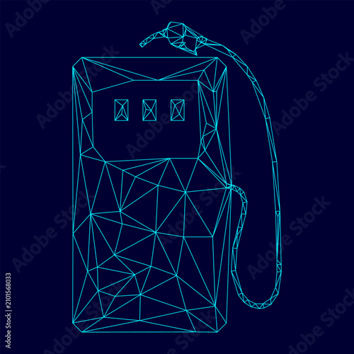 Canvas Print Gas stration low poly triangulation triangulated polygonal electric cyan blue vi
