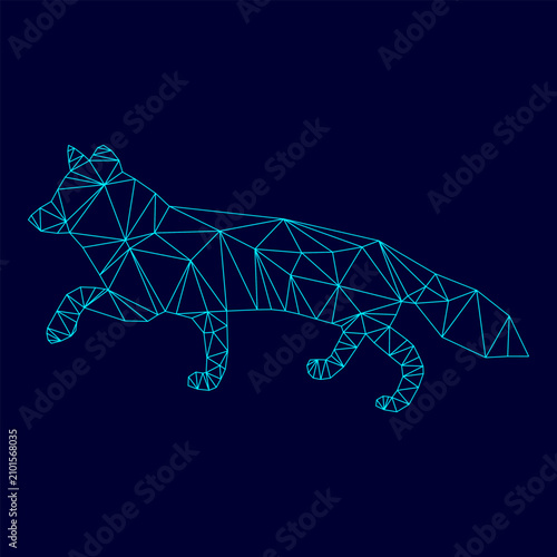 Photography Fox of silhouettes low poly triangulation triangulated polygonal electric cyan b
