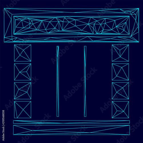 Obraz na plátně Shopfront low poly triangulation triangulated polygonal electric cyan blue vibra