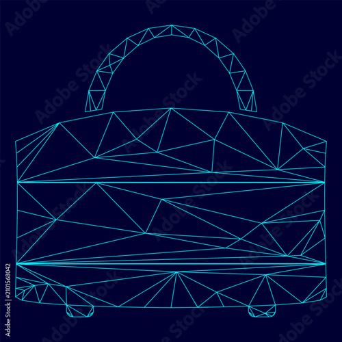 Fotografie Woman bag low poly triangulation triangulated polygonal electric cyan blue vibra
