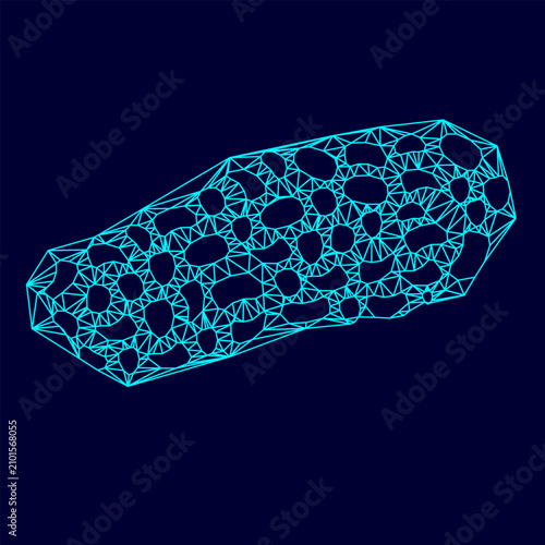 Fotografie Peanut low poly triangulation triangulated polygonal electric cyan blue vibrant