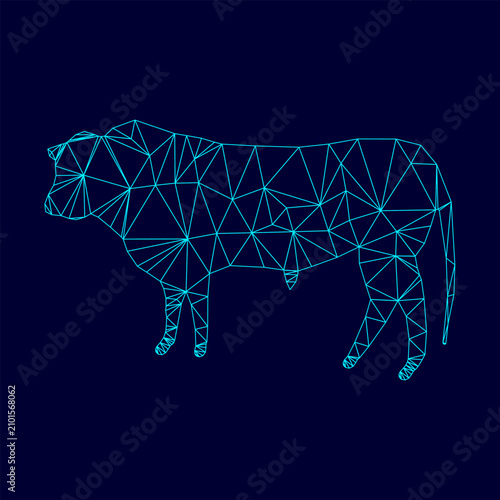 Canvastavla Bull low poly triangulation triangulated polygonal electric cyan blue vibrant aq