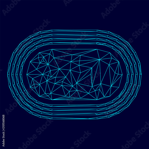 Obraz na płótnie Stadium low poly triangulation triangulated polygonal electric cyan blue vibrant