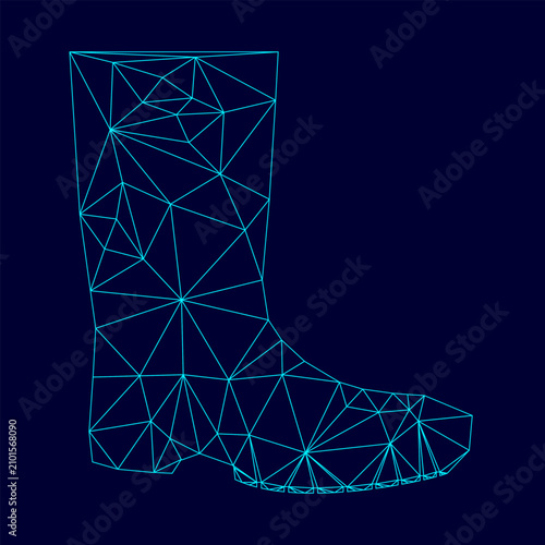 Fotografie Rubber boots low poly triangulation triangulated polygonal electric cyan blue vi