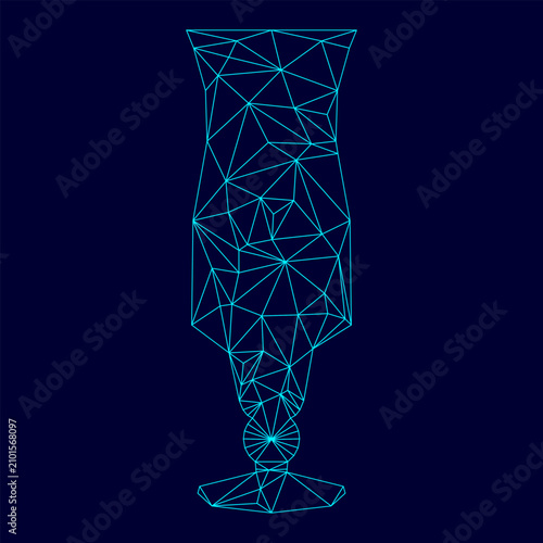 Фотография Coctail glass low poly triangulation triangulated polygonal electric cyan blue v