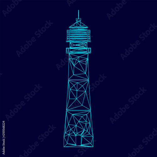Картината върху платно Lighthouse low poly triangulation triangulated polygonal electric cyan blue vibr