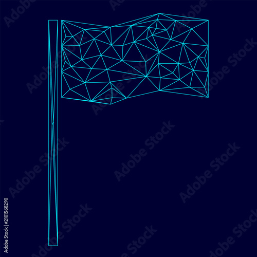 Fotografie Flag low poly triangulation triangulated polygonal electric cyan blue vibrant aq