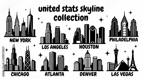 Photography united states city skylines featuring famous downtown landmarks from new york ch