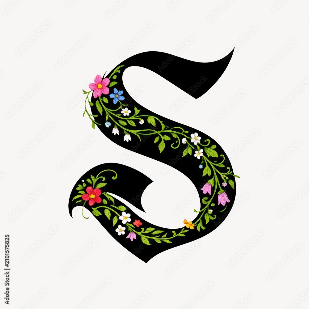 Obraz premium Floral letter S illustration