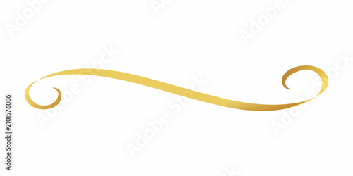 Obraz na płótnie Golden Swirl Accent With Shadows Isolated On White Background