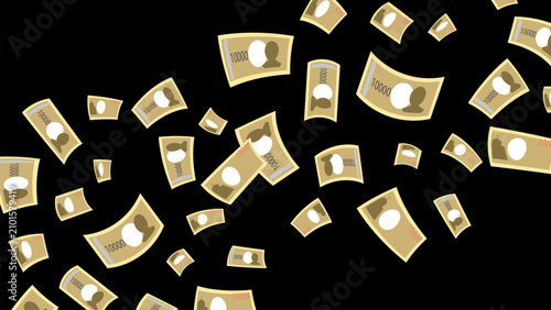 Falling Japanese Banknotes Background Illustration