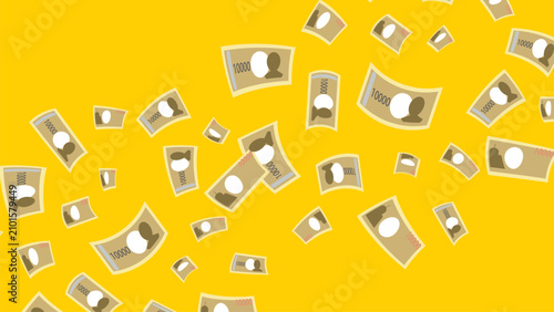 Falling Japanese Banknotes Background Illustration
