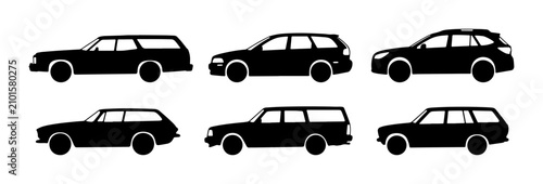 Photos Station Wagon Silhouettes: Diverse Estate Car Icons, Automotive Transport Collec