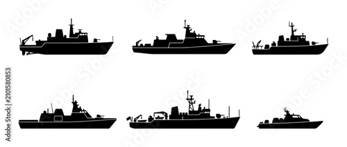 Konstfotografi Naval Ship Silhouettes, Military Vessels Collection, Sea Patrol Boats, Marine Cr