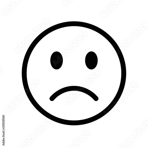 Sad Face Icon - Simple Line Art Emoji of Unhappiness