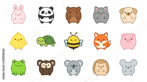 Photography Animal face avatar icon collection for kids design.