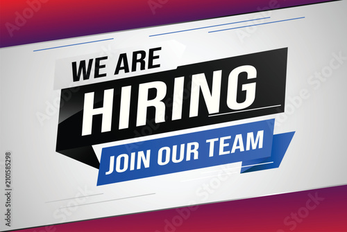 Quadro su tela hiring recruitment Join now design for banner poster We are hiring lettering with geometric shapes lines