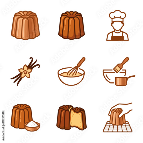 Dessert baking preparation and creation icons