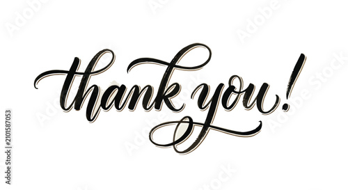 Cuadro en lienzo Calligraphy thank you text elegant black script on white paper