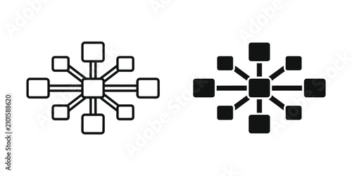 Foto Network nodes connected in a hub and spoke system with radiating lines during a