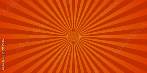 A vibrant, geometric sunburst pattern featuring alternating rays of deep orange and bright red, radiating from a central point to create a bold, symmetrical, and eye-catching radial background