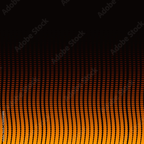 Fotografie Abstract orange halftime dot pattern transition on black background