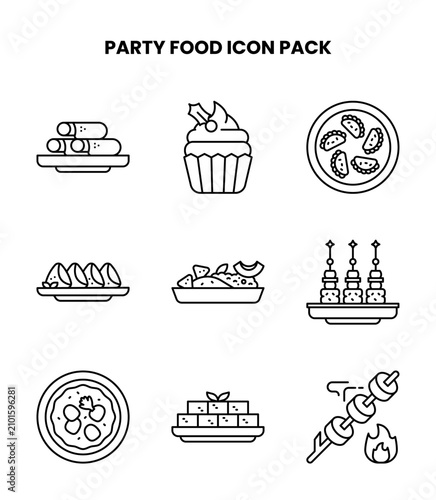 Party Food Line Icons Pack